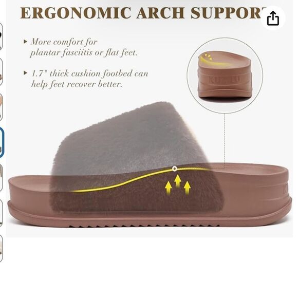 SOLD KuaiLu O Support Faux Fur Platform Slipper Sandal,Brown,Size 8, NWOT - Picture 3 of 11